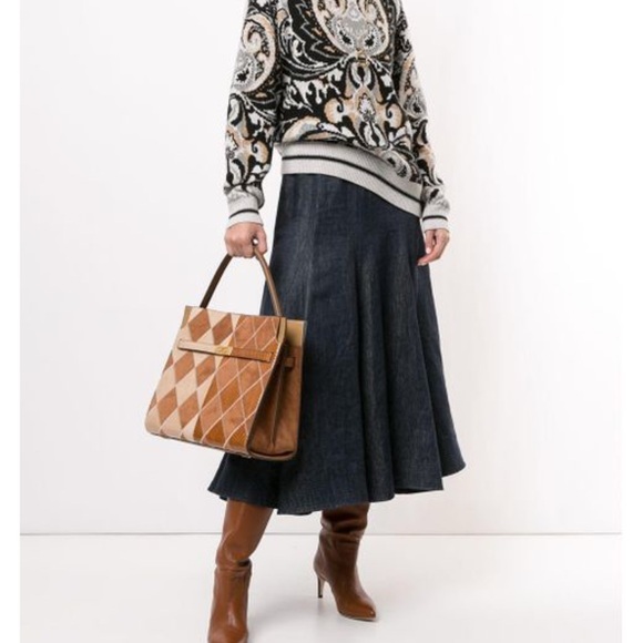 Tory Burch Two-Tone Tan Patchwork Leather Tote - Picture 3 of 8